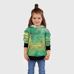 Толстовка-худи детская Мандала природы, зелёная, исцеление, цвет: 3D-черный — фото 2