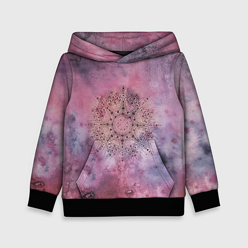 Детская толстовка Мандала гармонии, фиолетовая, космос / 3D-Черный – фото 1