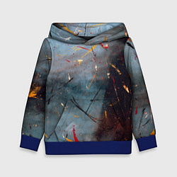 Толстовка-худи детская Тёмно-серый туман и краски, цвет: 3D-синий