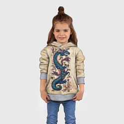 Толстовка-худи детская Irezumi японский дракон-змей, цвет: 3D-меланж — фото 2