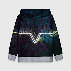Толстовка-худи детская Неоновая линия в листве, цвет: 3D-меланж