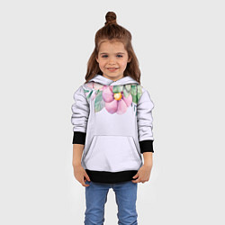 Толстовка-худи детская Пастельные цветы акварелью - наверху, цвет: 3D-черный — фото 2