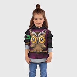 Толстовка-худи детская Сова на фиолетовом фоне, цвет: 3D-меланж — фото 2
