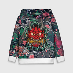 Толстовка-худи детская Irazumi devil и волны, цвет: 3D-белый