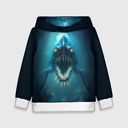 Толстовка-худи детская Голодный мегалодон, цвет: 3D-белый