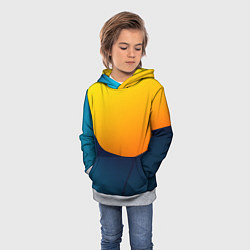 Толстовка-худи детская Двойной цвет: жёлтый и синий, цвет: 3D-меланж — фото 2