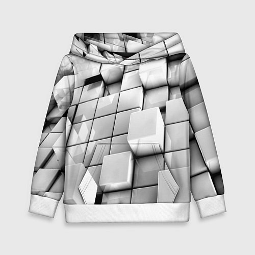 Детская толстовка Кубы серые выпуклые / 3D-Белый – фото 1