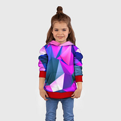 Толстовка-худи детская Neon blue polygons, цвет: 3D-красный — фото 2