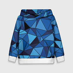 Толстовка-худи детская Синие треугольники, абстракт, цвет: 3D-белый