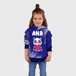 Толстовка-худи детская Аня панда с сердечком, цвет: 3D-синий — фото 2