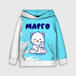 Толстовка-худи детская Марго белый мишка, цвет: 3D-белый