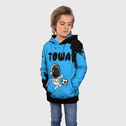 Толстовка-худи детская Тоша космонавт футболист, цвет: 3D-черный — фото 2