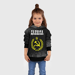 Толстовка-худи детская Данила и желтый символ СССР со звездой, цвет: 3D-черный — фото 2