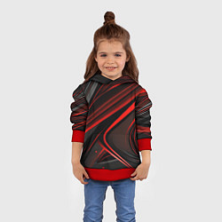 Толстовка-худи детская Black and red abstract, цвет: 3D-красный — фото 2