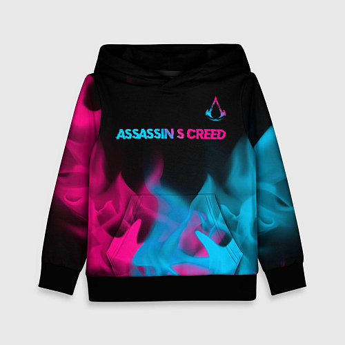 Детская толстовка Assassins Creed - neon gradient: символ сверху / 3D-Черный – фото 1