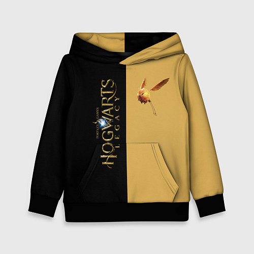 Детская толстовка Hogwarts Legacy логотип и золотой снитч / 3D-Черный – фото 1