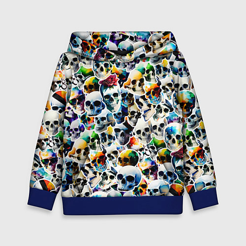 Детская толстовка Акварельные черепа / 3D-Синий – фото 1