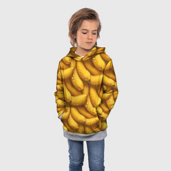 Толстовка-худи детская Сочная текстура из бананов, цвет: 3D-меланж — фото 2
