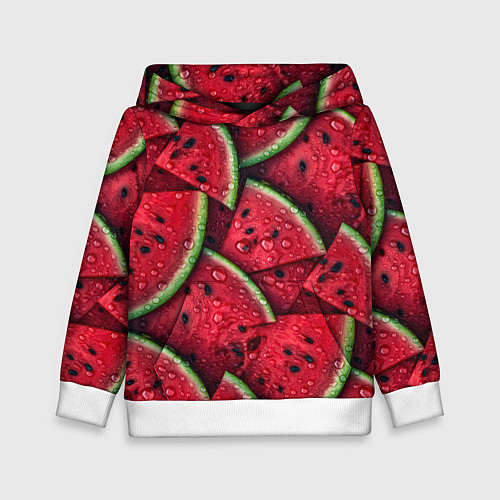 Детская толстовка Сочная текстура из долек арбуза / 3D-Белый – фото 1