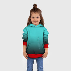 Толстовка-худи детская Силуэт лисы на градиентном фоне, цвет: 3D-красный — фото 2