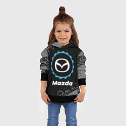 Толстовка-худи детская Mazda в стиле Top Gear со следами шин на фоне, цвет: 3D-черный — фото 2