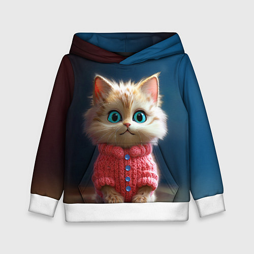 Детская толстовка Котик в розовом свитере / 3D-Белый – фото 1