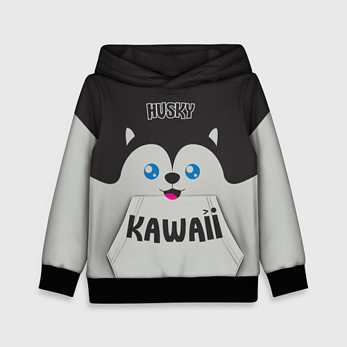 Детская толстовка Kawaii Husky / 3D-Черный – фото 1