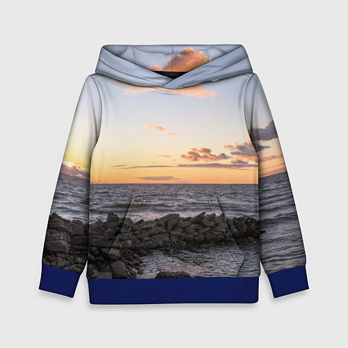 Детская толстовка Закат солнца на Финском заливе / 3D-Синий – фото 1