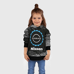Толстовка-худи детская Nissan в стиле Top Gear со следами шин на фоне, цвет: 3D-черный — фото 2