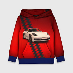 Толстовка-худи детская Немецкий спортивный автомобиль Porsche, цвет: 3D-синий