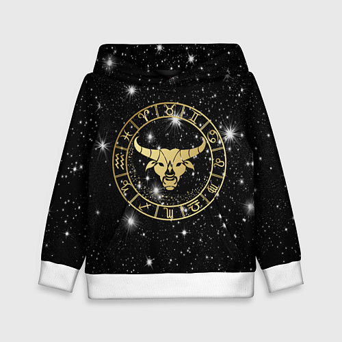 Детская толстовка Телец золотой на звездном небе / 3D-Белый – фото 1