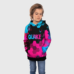 Толстовка-худи детская Quake - neon gradient: символ сверху, цвет: 3D-черный — фото 2