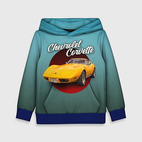 Детская толстовка Классический спорткар Chevrolet Corvette Stingray / 3D-Синий – фото 1