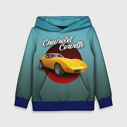 Детская толстовка Американский спорткар Chevrolet Corvette Stingray / 3D-Синий – фото 1
