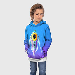 Толстовка-худи детская Subnautica инопланетная рыба, цвет: 3D-белый — фото 2
