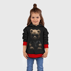 Толстовка-худи детская Брутальный плюшевый медведь, цвет: 3D-красный — фото 2
