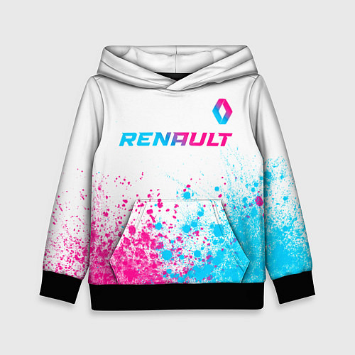 Детская толстовка Renault neon gradient style: символ сверху / 3D-Черный – фото 1