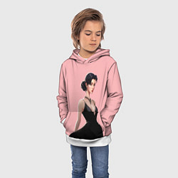 Толстовка-худи детская Girl in black dress - pink, цвет: 3D-белый — фото 2