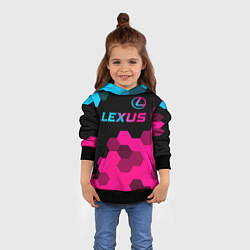 Толстовка-худи детская Lexus - neon gradient: символ сверху, цвет: 3D-черный — фото 2