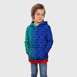 Толстовка-худи детская Сине-зеленый геометрический узор, цвет: 3D-красный — фото 2