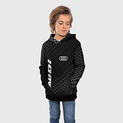 Толстовка-худи детская Audi карбоновый фон, цвет: 3D-черный — фото 2