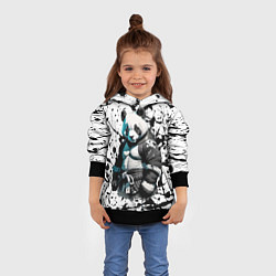 Толстовка-худи детская Panda samurai on the background of blots, цвет: 3D-черный — фото 2