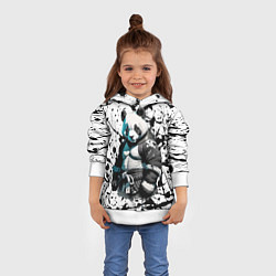 Толстовка-худи детская Panda samurai on the background of blots, цвет: 3D-белый — фото 2