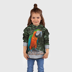 Толстовка-худи детская Попугай Макао, цвет: 3D-меланж — фото 2