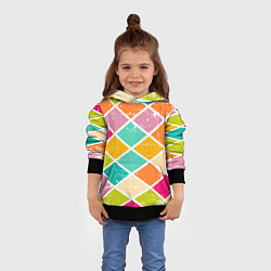 Толстовка-худи детская Весёлые ромбики, цвет: 3D-черный — фото 2