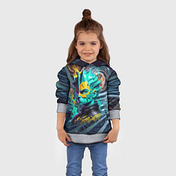 Толстовка-худи детская Барт Симпсон - фрактальная фантазия, цвет: 3D-меланж — фото 2