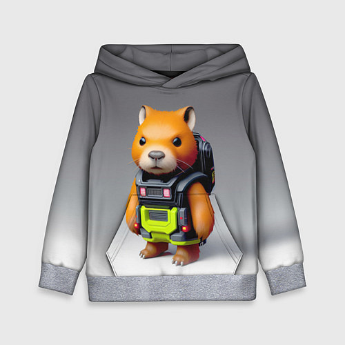 Детская толстовка Кроха-капибара - киберпанк - нейросеть / 3D-Меланж – фото 1