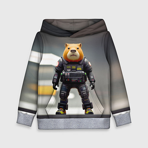Детская толстовка Капи полицейский - киберпанк - нейросеть / 3D-Меланж – фото 1