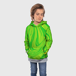 Толстовка-худи детская Насыщенный зеленый абстракция, цвет: 3D-меланж — фото 2
