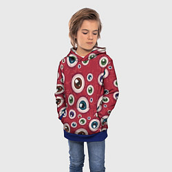 Толстовка-худи детская Множество жутких глаз, цвет: 3D-синий — фото 2